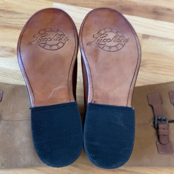 Lucchese Paige Riding Buckle Tan Leather Tall Boots 8.5 B M8500 - Picture 6 of 11